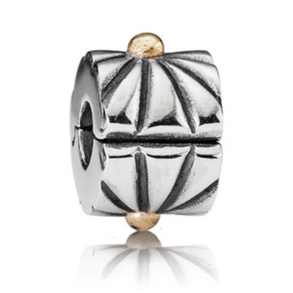 Pandora Retired Sterling Silver with 14K Gold Sunburst Clip Charm 790216